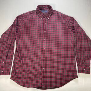 Ralph Lauren Mens Gingham Plaid Classic Fit Button Down Dress Shirt Size Large